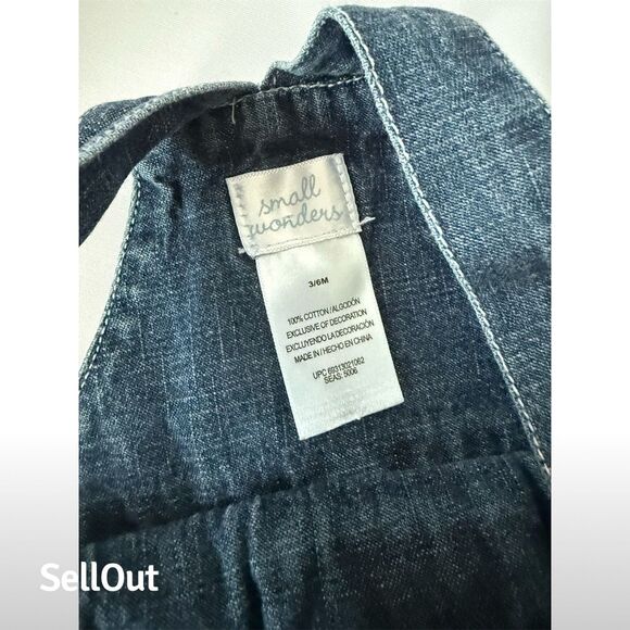 Small Wonders Infant Denim Overalls Baseball Embroidery 3/6 Months Vintage - Picture 7 of 7
